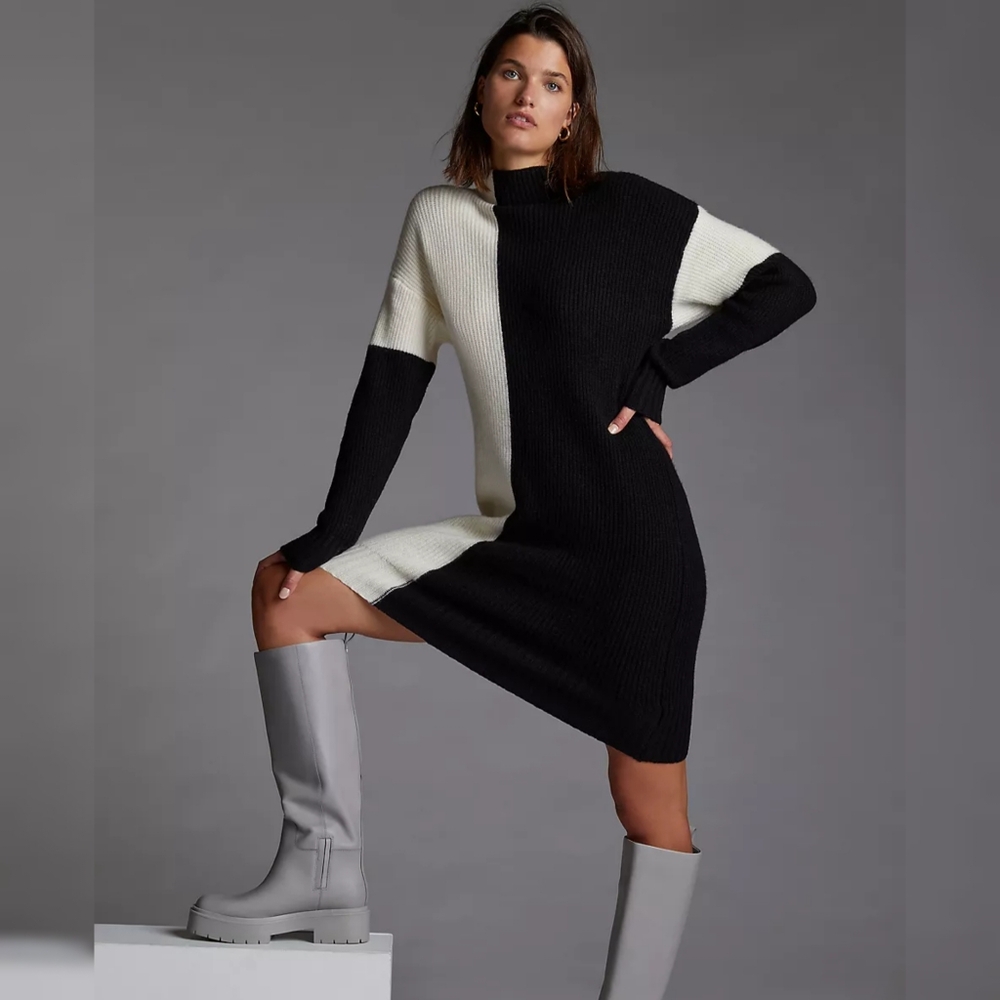 Anthropologie Saturday Sunday Colorblocked Sweater Tunic Dress Medium